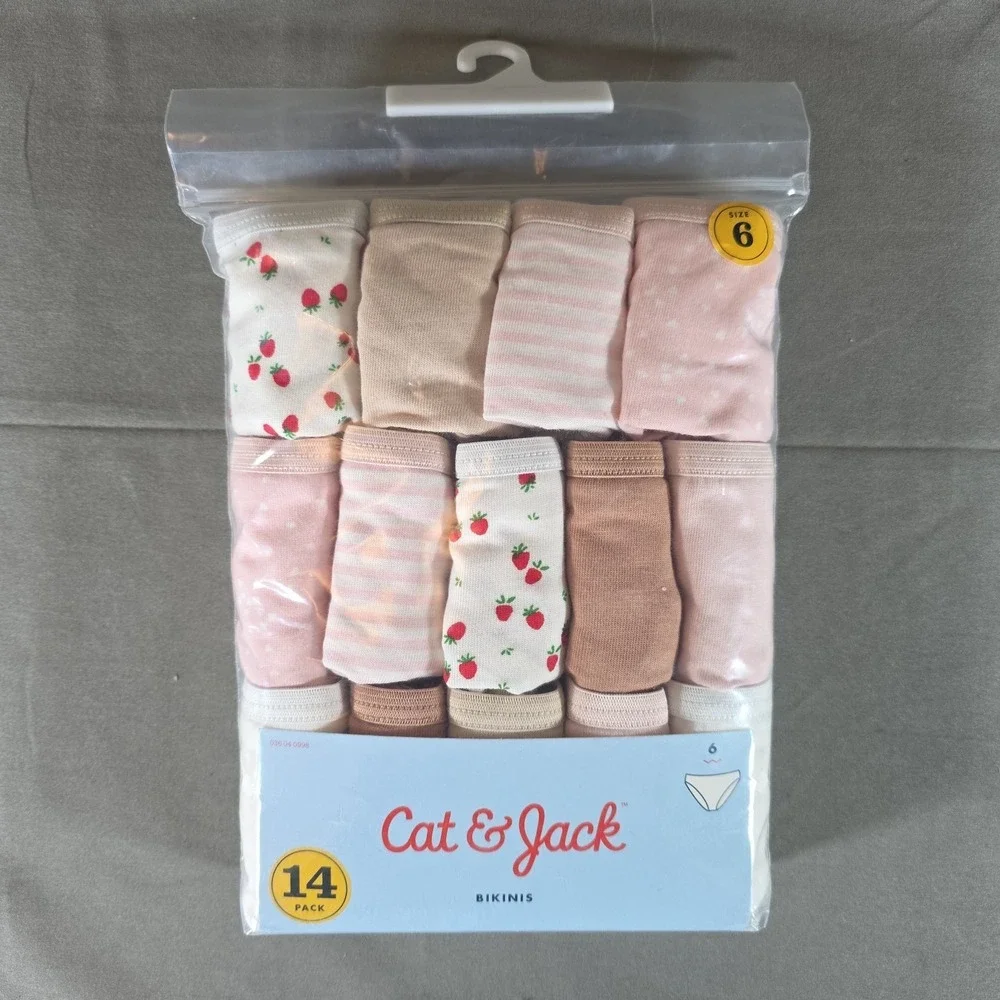 14 Count Cat & Jack Girls Underwear Bikinis - Size 6 Pastel Colors - 100% Cotton